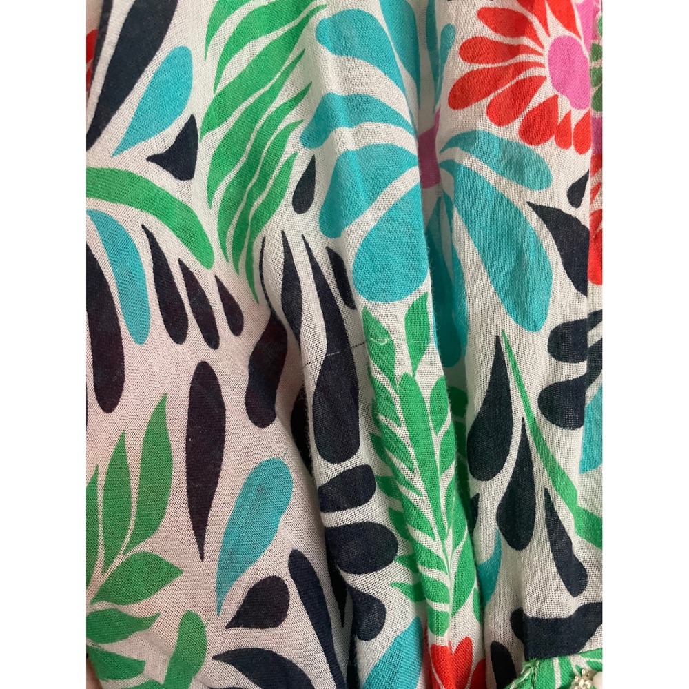 Milly New York Floral Kaftan Midi Dress Beaded Green P Blue 8 Resortwear Luxury - Picture 9 of 10